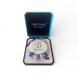 NWT Bella Perlina Vibrant Blue and Silver Bracelet Keepsake gift